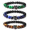 Classic Style Round Natural Stone Tiger Eye Beaded Handmade Unisex Bracelets