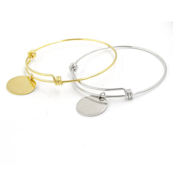 Classic Style Solid Color Stainless Steel 18K Gold Plated None Bangle In Bulk