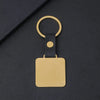 Classic Style Square Customization Laser Engraving 201 Stainless Steel Pu Leather Plating Unisex Bag Pendant Keychain