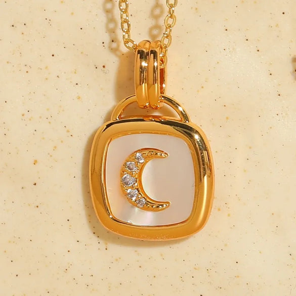 Classic Style Star Moon Copper Irregular Inlay Zircon 14k Gold Plated Pendant Necklace