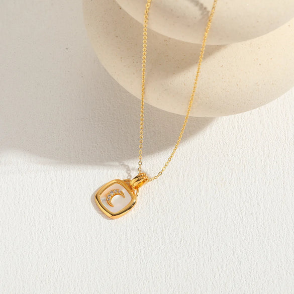 Classic Style Star Moon Copper Irregular Inlay Zircon 14k Gold Plated Pendant Necklace