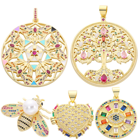 Classic Style Streetwear Animal Round Elephant Copper Plating Inlay Zircon 18k Gold Plated Charms