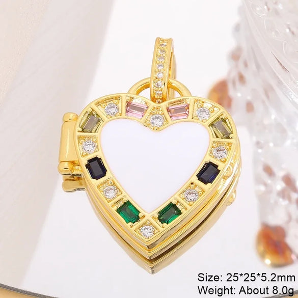 Classic Style Streetwear Geometric Moon Heart Shape 18k Gold Plated Zircon Copper Wholesale Charms