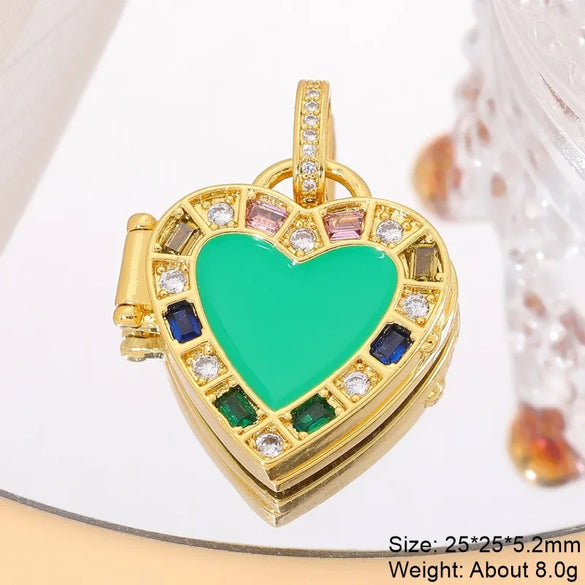 Classic Style Streetwear Geometric Moon Heart Shape 18k Gold Plated Zircon Copper Wholesale Charms