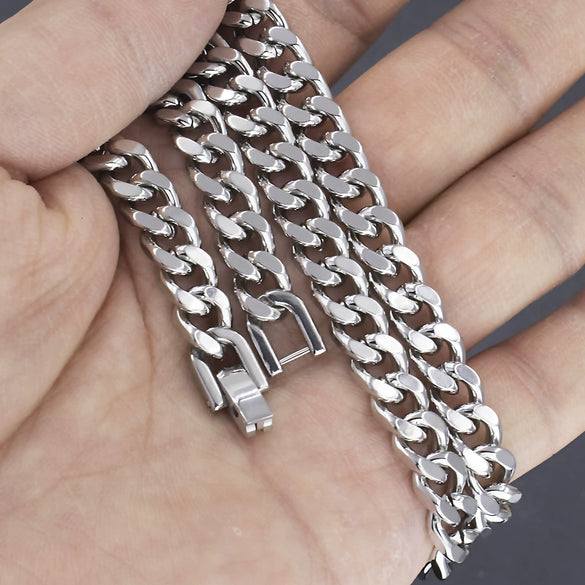 Classic Titanium Steel Thick Wide Flat Snake Bone Chain Necklace And Bracelet With Geometric Baked Paint Finish Unisex Jewelry