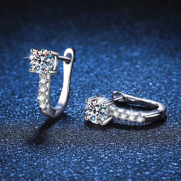 Classic U Shaped 925 Silver Moissanite Women Earrings With Electroplating