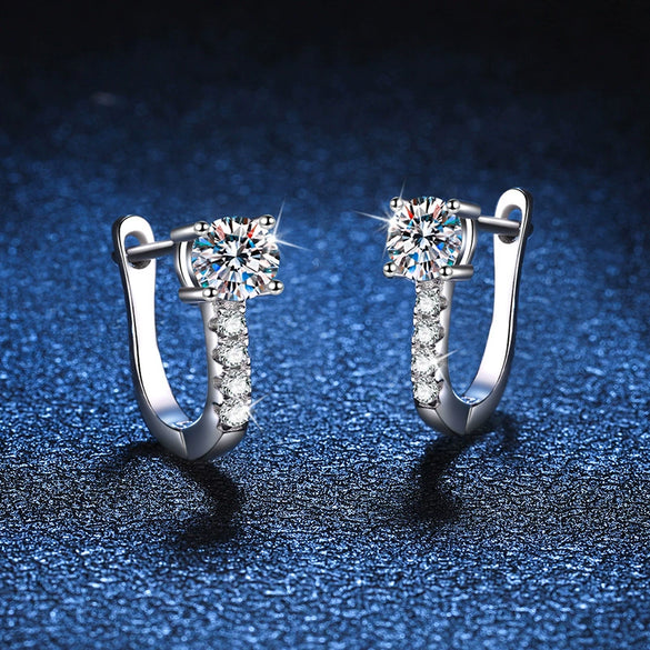 Classic U Shaped 925 Silver Moissanite Women Earrings With Electroplating