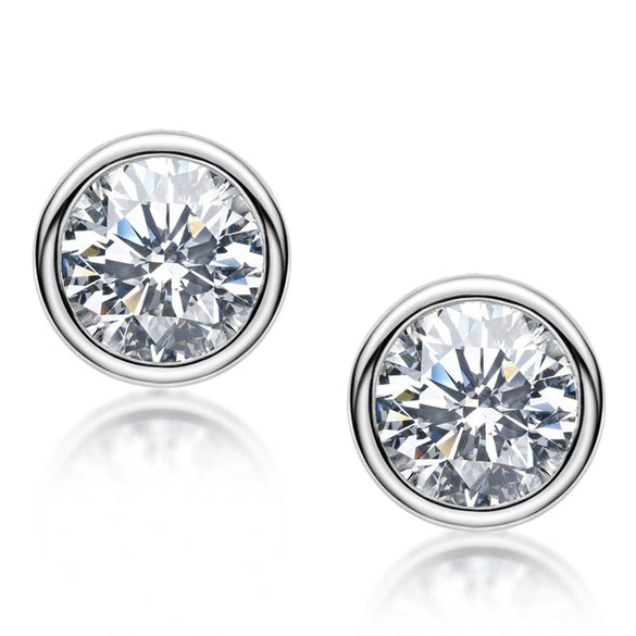 Classic Versatile Moissanite 925 Sterling Silver Earrings With Geometric Pattern And Electroplating For Women