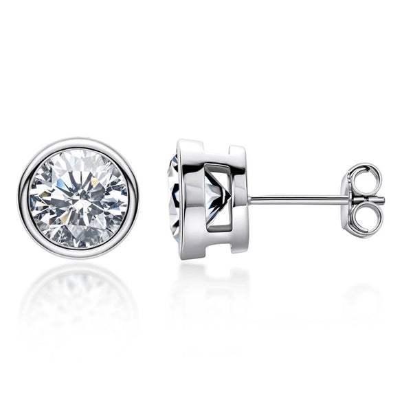 Classic Versatile Moissanite 925 Sterling Silver Earrings With Geometric Pattern And Electroplating For Women