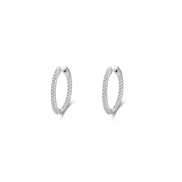 Classic Women's S925 Sterling Silver Geometric Earrings With Micro Inlay Light Luxury Ear Buckle Silver Jewelry