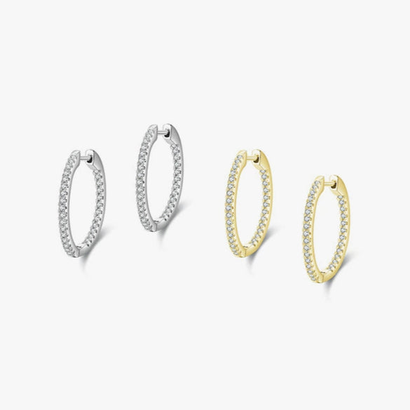 Classic Women's S925 Sterling Silver Geometric Earrings With Micro Inlay Light Luxury Ear Buckle Silver Jewelry