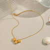 Classic Women's Stainless Steel Three Fivepointed Star Necklace With Pvd Vacuum Real Gold Electroplating