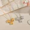 Classic Women's Stainless Steel Three Fivepointed Star Necklace With Pvd Vacuum Real Gold Electroplating