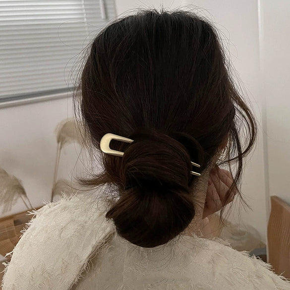 Classical Element Metal U Shaped Hair Pin Electroplated Simple Hair Comb Hairpin