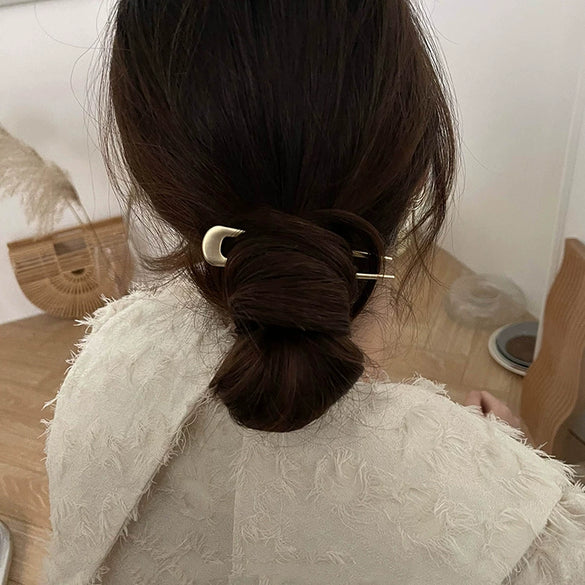 Classical Element Metal U Shaped Hair Pin Electroplated Simple Hair Comb Hairpin