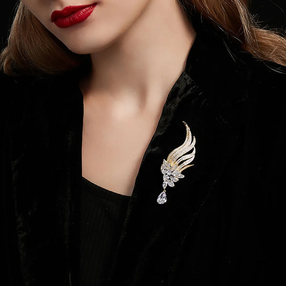 Classical Leaf Peacock Flower Copper Plating Unisex Brooches