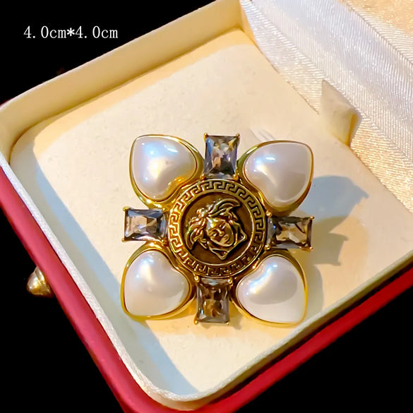 Classical Leaf Peacock Flower Copper Plating Unisex Brooches