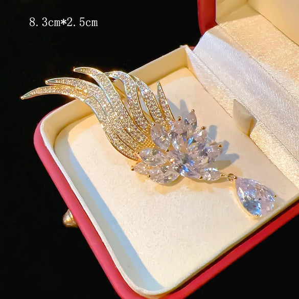 Classical Leaf Peacock Flower Copper Plating Unisex Brooches