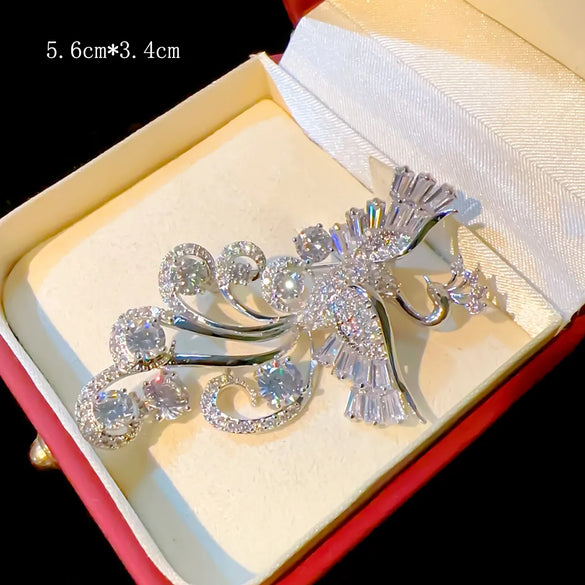 Classical Leaf Peacock Flower Copper Plating Unisex Brooches