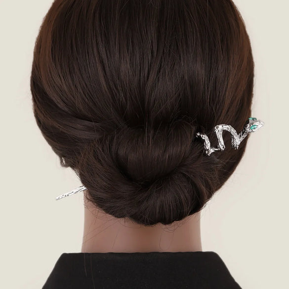 Classical Snake Metal Plating Inlay Artificial Diamond Hairpin