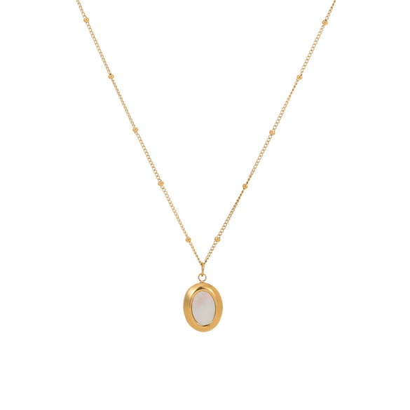 Clavicle Necklace Geometric White Shellfish Titanium Steel Electroplated Pendant Necklace