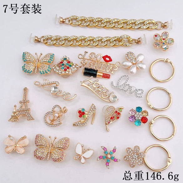 Clogs Diy Accessories Metal Decorations Removable Chain Shoe Buckles With Totem Pattern And Electroplating Treatment