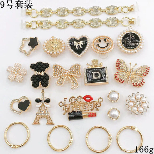 Clogs Diy Accessories Metal Decorations Removable Chain Shoe Buckles With Totem Pattern And Electroplating Treatment