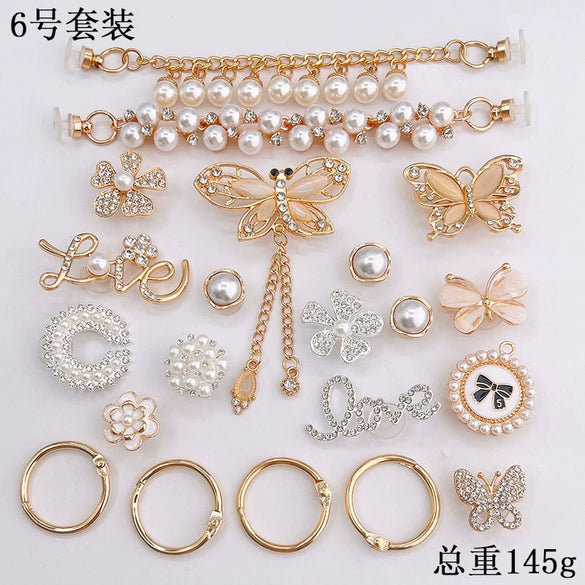 Clogs Diy Accessories Metal Decorations Removable Chain Shoe Buckles With Totem Pattern And Electroplating Treatment