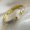 Cloisonné Enamel Openwork Oval Bangle Bracelet With Plated Finish For Elegant Decorative Jewelry