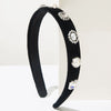 Cloth Hairband With Pearls Rhinestones Diamond Design Simple Style Hair Accessory