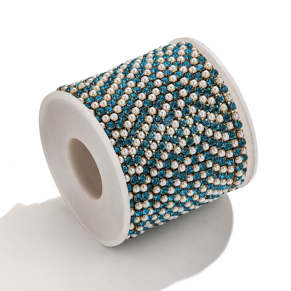 Clothing Accessories Stainless Steel Crystal Pearl Claw Chain Square Electroplated Jewelry Chain