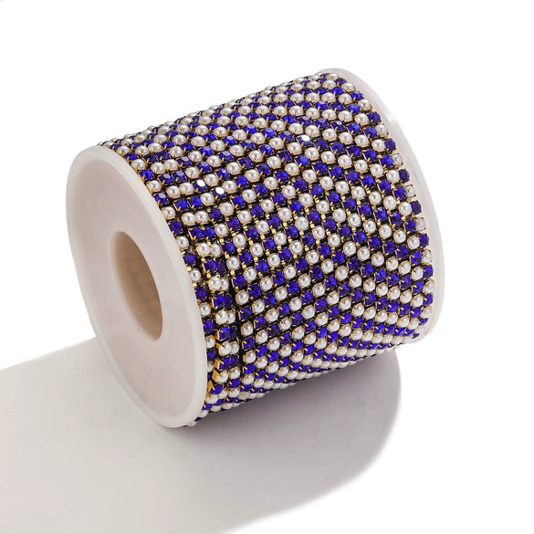 Clothing Accessories Stainless Steel Crystal Pearl Claw Chain Square Electroplated Jewelry Chain