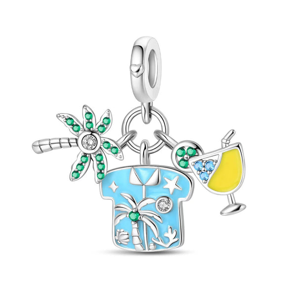 Cocktail Bag Charm Beads Diy Accessories Bracelet Copper Silver Plated Dripping Oil Style For Women