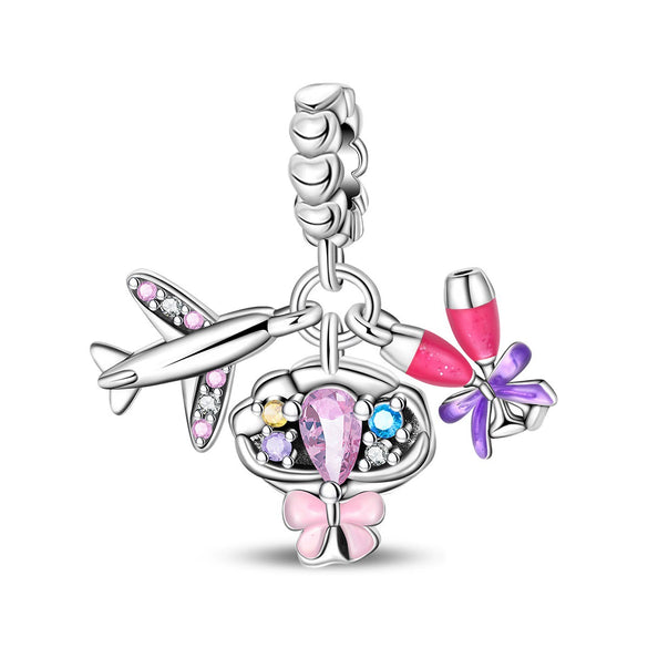 Cocktail Bag Charm Beads Diy Accessories Bracelet Copper Silver Plated Dripping Oil Style For Women