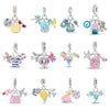 Cocktail Bag Charm Beads Diy Accessories Bracelet Copper Silver Plated Dripping Oil Style For Women