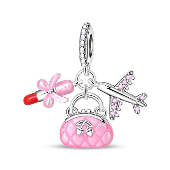 Cocktail Bag Charm Beads Diy Accessories Bracelet Copper Silver Plated Dripping Oil Style For Women