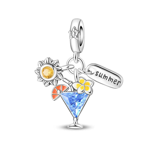 Cocktail Bag Charm Beads Diy Accessories Bracelet Copper Silver Plated Dripping Oil Style For Women