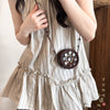Coconut Shell Handwoven Geometric Crossbody Mini Bag With Wooden Beads And Clavicle Chain For Women