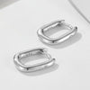 Cold Retro Geometric Smooth Oval U Shaped Sterling Silver Earrings For Women With Diamond Inlay