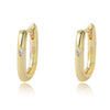 Cold Retro Geometric Smooth Oval U Shaped Sterling Silver Earrings For Women With Diamond Inlay