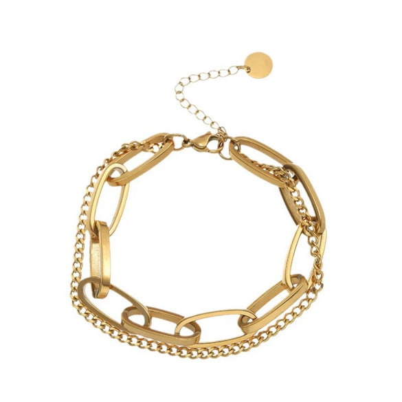 Cold Style Fashion Thick Chain Titanium Steel Bracelet With Geometric Design And Electroplating Treatment For Women