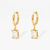 Cold Style Geometric Simple Compact Gold Stainless Steel Zircon Earrings For Women With Electroplating