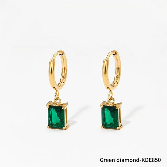 Cold Style Geometric Simple Compact Gold Stainless Steel Zircon Earrings For Women With Electroplating