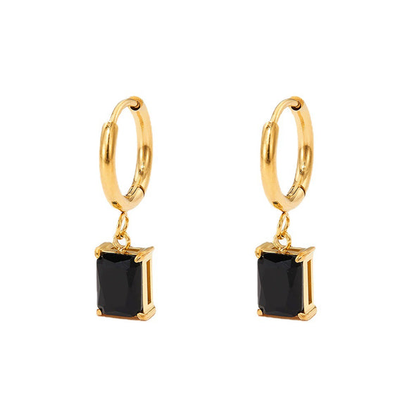 Cold Style Geometric Simple Compact Gold Stainless Steel Zircon Earrings For Women With Electroplating