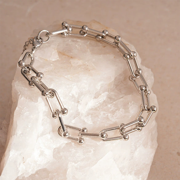 Cold Style Horseshoe Buckle Chain Bracelet Alloy Electroplated Geometric