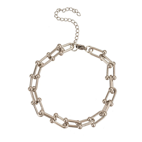 Cold Style Horseshoe Buckle Chain Bracelet Alloy Electroplated Geometric