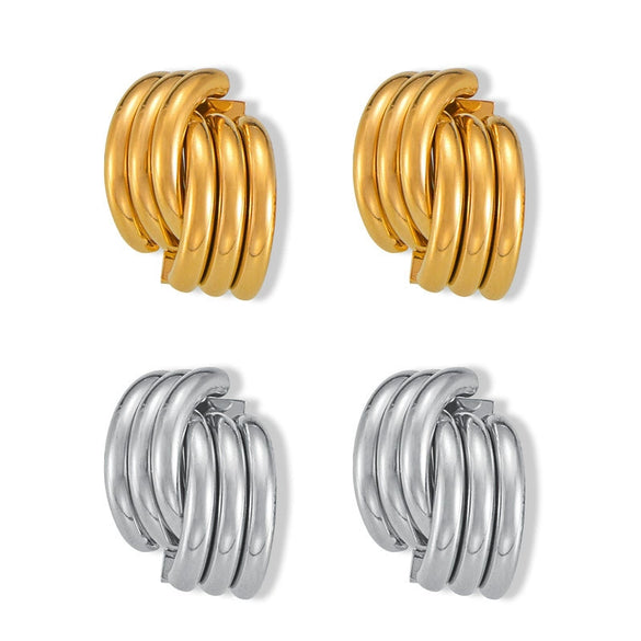 Cold Style Multilayer Cross Titanium Steel Geometric Earrings With Electroplating