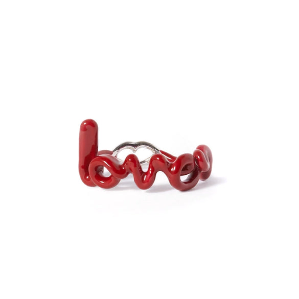 Cold Style Two Color Enamel Lip Ring Brass Oil Drop Ring With Geometric Shape Electroplating For Women
