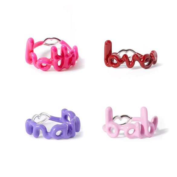 Cold Style Two Color Enamel Lip Ring Brass Oil Drop Ring With Geometric Shape Electroplating For Women