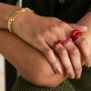 Cold Style Two Color Enamel Lip Ring Brass Oil Drop Ring With Geometric Shape Electroplating For Women